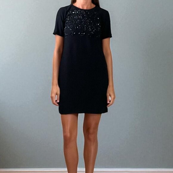 BANANA REPUBLIC NWT BEAD EMBELLISHED BLACK SHIFT DRESS - Picture 1 of 5